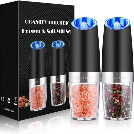 Adjustable Electric Pepper and Salt Grinder Stainless Steel, Set of 2