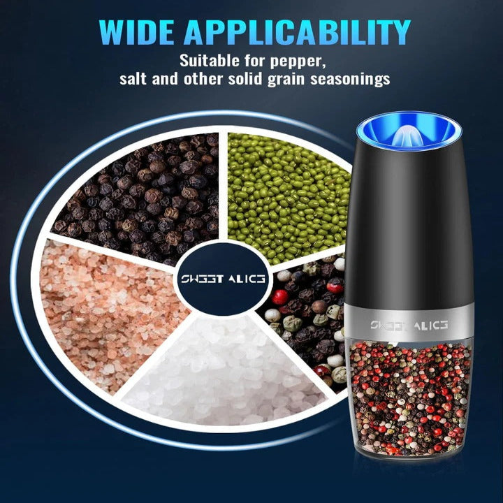 Adjustable Electric Pepper and Salt Grinder Stainless Steel, Set of 2